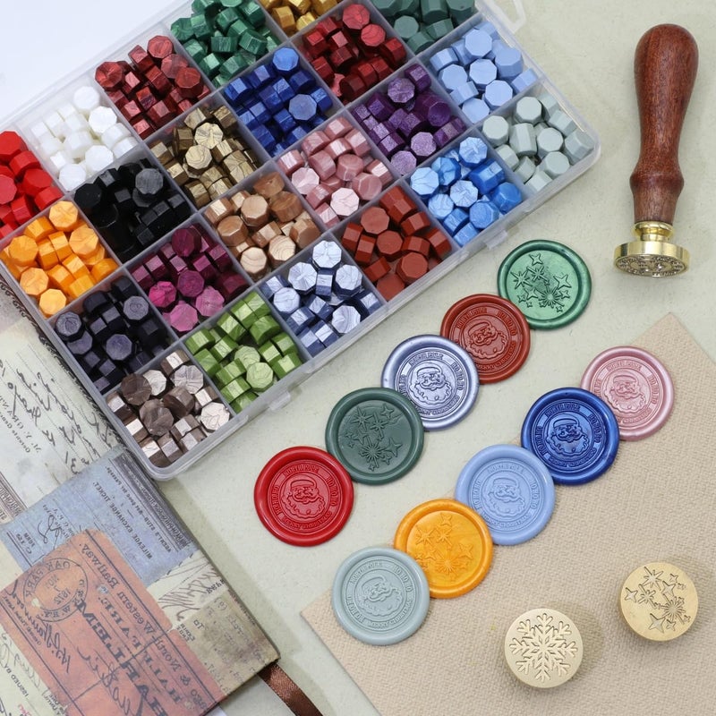 Atopbb 600 Pcs Assorted Sealing Wax Beads for Seal Stamp, 24 Colors Wax Seal Kit, White Gold Red Green Multicolor Pellets Bulk for Wedding Invitation Envelope DIY Christmas Card (Assorted Color) - Image 3
